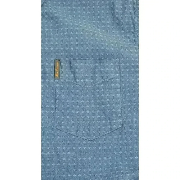 Ben Sherman Size Large Men Blue Pattern Pocket Logo Tag Short Sleeve Button Down - Picture 6 of 13